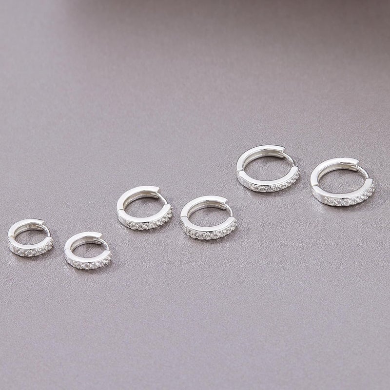 Poxtex Small Sterling Silver Huggie Hoop Earrings Set for Women, Hypoallergenic 14K Gold Plated Hoops Stacks for Multiple Piercings, Dainty Cute Mini Lightweight Cartilage Studs Trendy Jewelry Gift - Image 5